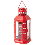 Set of 10 Elegant Red Metal Lanterns – 21cm Tealight Holders for Weddings, Parties, and Home Decor