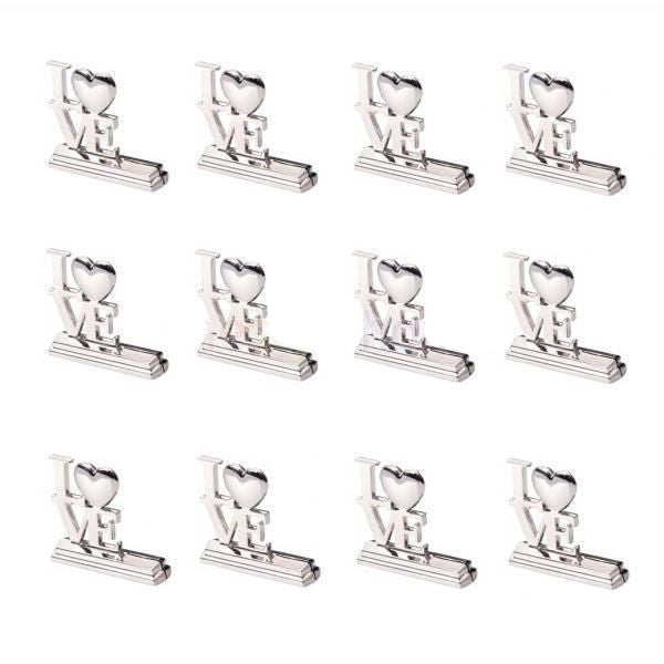 50 Count Silver LOVE Letter Place Card Holders - Perfect for Weddings, Anniversaries, or Engagement Celebrations