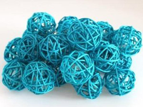 20 LED Turquoise Rattan Ball Battery-Powered Fairy Lights for Home, Wedding, and Party Decor - 3m String with 6cm Balls