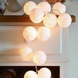 20 LED White Cotton Ball Fairy Lights - Battery-Powered String Lights for Home, Wedding, Party, and Indoor/Outdoor Decor