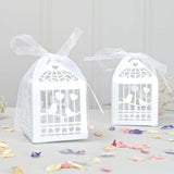 100 Pack Heart-Shaped White Dove Wedding Favor Gift Boxes - Front View