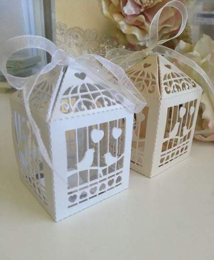 100 Pack Heart-Shaped White Dove Wedding Favor Gift Boxes