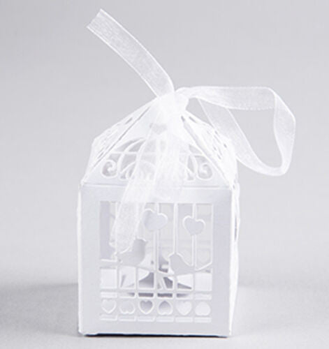 50 Count White Dove Heart-Shaped Wedding Favor Boxes - Perfect for Celebrations