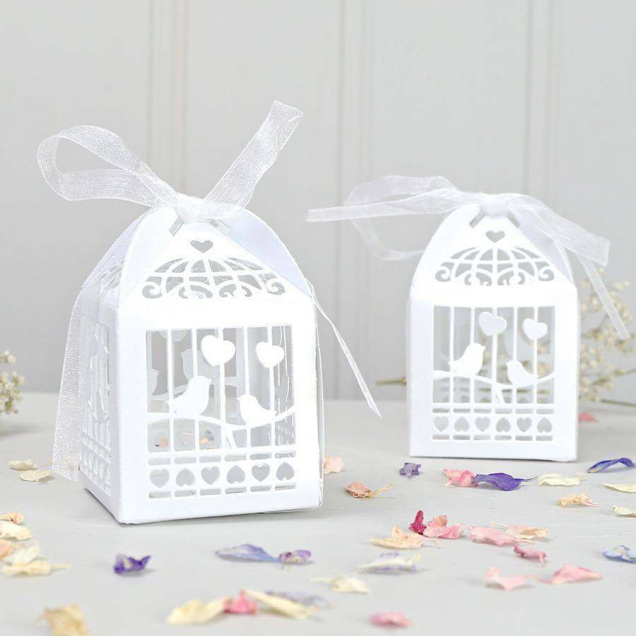 50 Count White Dove Heart-Shaped Wedding Favor Boxes - Perfect for Celebrations