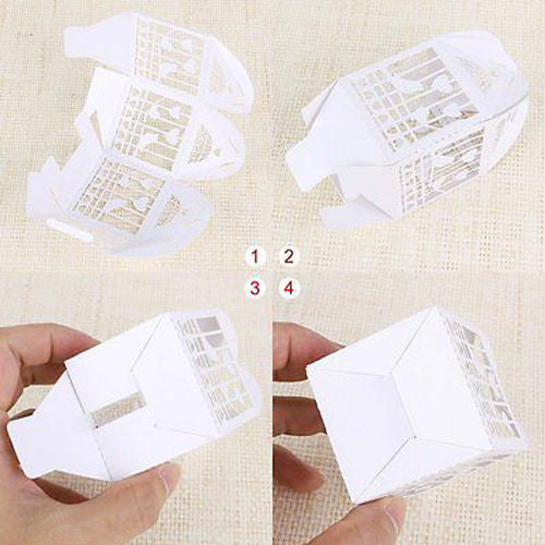 50 Count White Dove Heart-Shaped Wedding Favor Boxes - Perfect for Celebrations