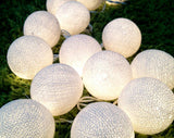 20 Warm White 5cm Cotton Ball LED String Lights - Ideal for Weddings and Events