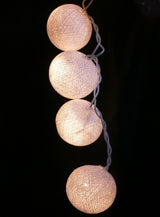 20 Warm White 5cm Cotton Ball LED String Lights - Ideal for Weddings and Events