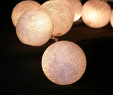 20 Warm White 5cm Cotton Ball LED String Lights - Ideal for Weddings and Events