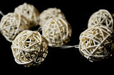 20 LED Cream White Rattan Ball String Lights - Battery Operated Fairy Lights for Home, Wedding, Party, and Bedroom Decor