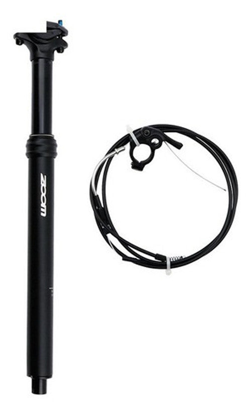 Adjustable ZOOM MTB Dropper Seatpost with Internal Cable - 30.9mm Diameter, 125mm Travel, Thumb Remote Lever