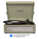 Crosley Voyager Bluetooth Portable Turntable - Sage + Bundled Majority D40 Bluetooth Speakers - Black - Front View