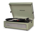 Crosley Voyager Bluetooth Portable Turntable - Sage + Bundled Majority D40 Bluetooth Speakers - Black - Rear View