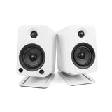 Kanto YU4 140W Powered Bookshelf Speakers with Bluetooth and Phono Preamp - Pair, Matte White with S4W White Stand Bundle