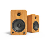 Kanto YU6 200W Powered Bookshelf Speakers with Bluetooth and Phono Preamp - Pair, Bamboo with S6 Black Stand Bundle