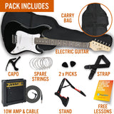 3rd Avenue 3/4 Size Electric Guitar Pack - Black - Close-Up Angle