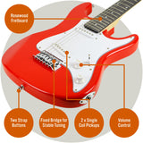 3rd Avenue 3/4 Size Electric Guitar - Red - Low Angle