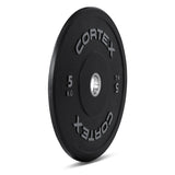 CORTEX 5kg Black Series V2 50mm Rubber Olympic Bumper Plate (Pair) - Front View