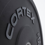 CORTEX 15kg Black Series V2 50mm Rubber Olympic Bumper Plate (Pair) - Top-Down View