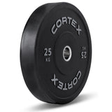 CORTEX 25kg Black Series V2 50mm Rubber Olympic Bumper Plate (Pair) - Front View