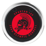 CORTEX SPARTAN100 7ft 20kg Olympic Barbell (Black Oxide) with Lockjaw Collars - Front View