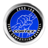 CORTEX ZEUS100 7ft 20kg Olympic Barbell with Aluminum Collars - Top-Down View