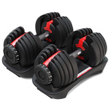 LSG Adjustable Dumbbells 2.5kg-24kg (Pairs) with Dumbbell Stand - Top-Down View