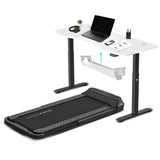 Lifespan Fitness V-FOLD Treadmill with ErgoDesk Automatic Standing Desk 1800mm in White/Black with Cable Management