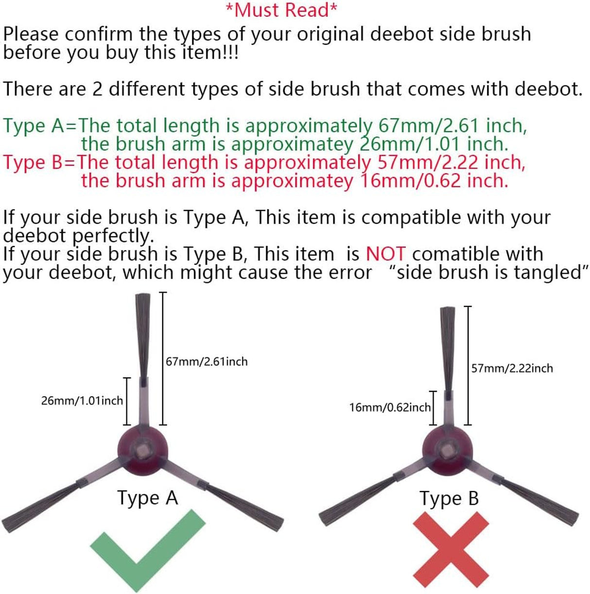 Side Brush Value Pack For Ecovacs Deebot 700/750/920/950/T5/N8/T8/T9/NEO/X1/T20