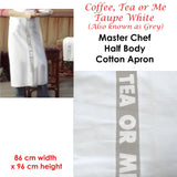 Coffee, Tea or Me Taupe White Master Chef Half Cotton Apron 86 x 96 cm - Front View