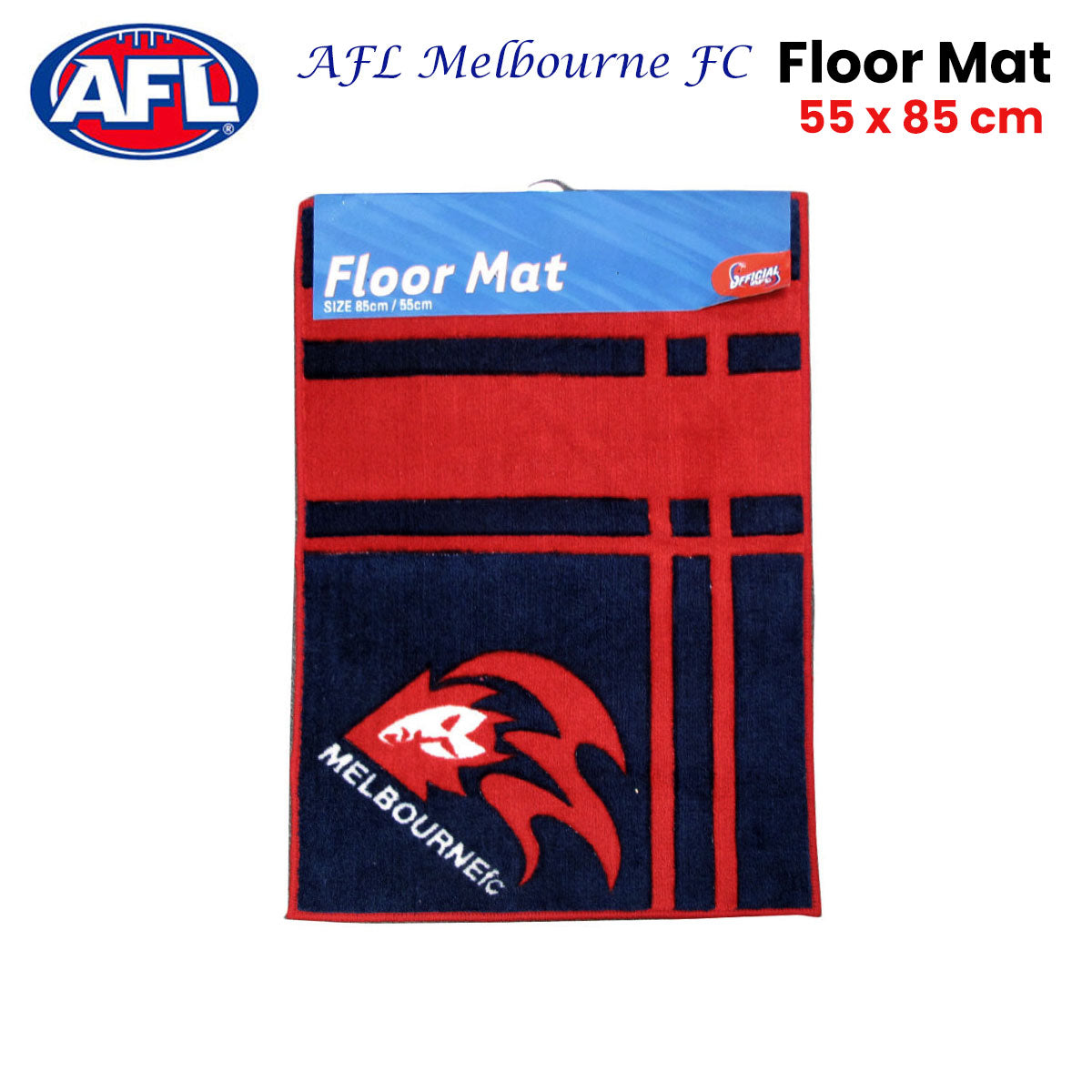 Melbourne Football Club Official AFL Rubber Backed Mat 55 x 85 cm