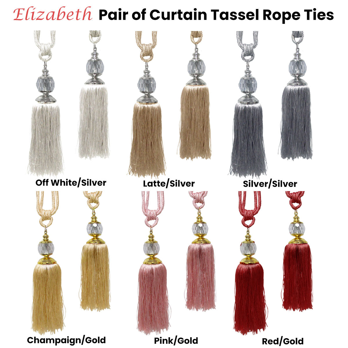 Champagne/Gold Elizabeth Curtain Tassel Rope Tie Set