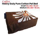 Heavy Duty Pure Cotton Pet Dog Bed Cover Small Coffee - Front View