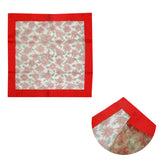 Festive Red Floral Organza Glitter Table Cloth Topper - 90 x 90 cm