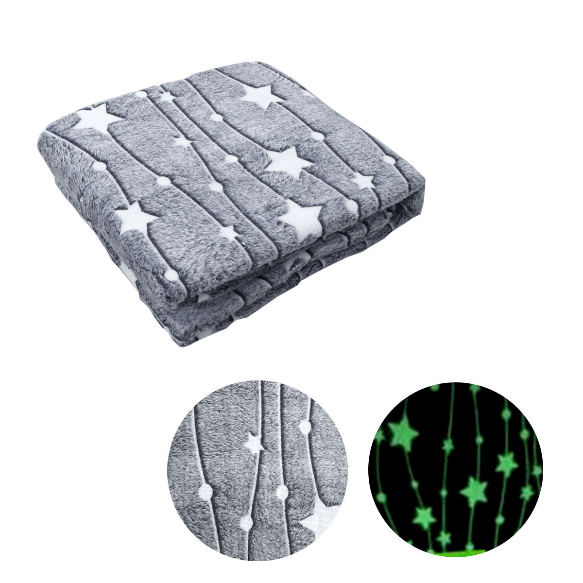 Glow-in-the-Dark Grey Starry Throw Rug 125x152 cm