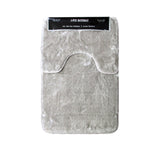 Luxury Taupe Plush Non-slip Rubber Back Bath Mat Set - 2 Pieces