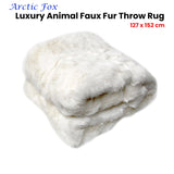 Radisson Arctic Fox Off White Luxury Animal Faux Fur Throw Rug 127 x 152 cm