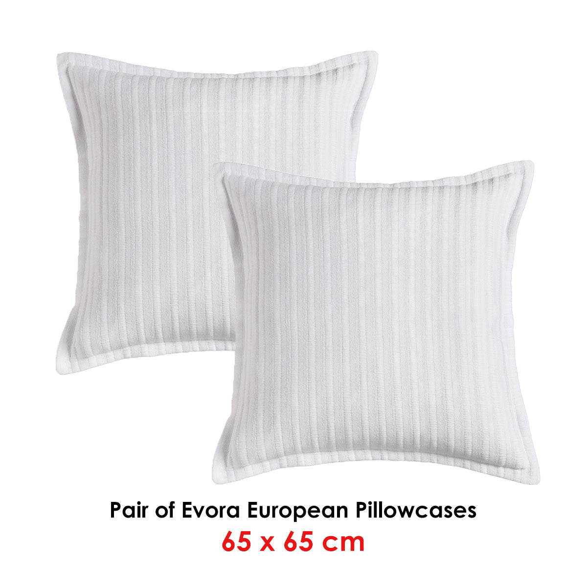 Evora White European Pillowcase Set by Bianca