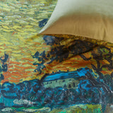 Van Gogh Twilight Landscape Ochre Cotton Sateen King Quilt Cover Set