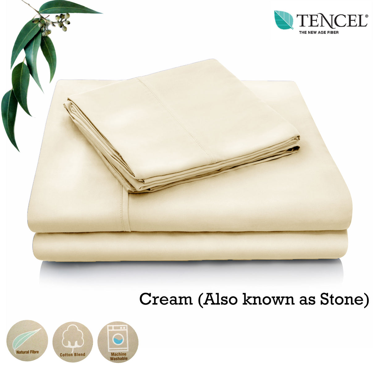 Tencel Cotton Blend Cream Sheet Set - Single Size by Accessorize