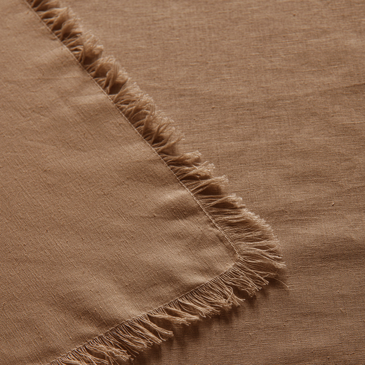 Rustic Chic Gypsy Terracotta Fringed Linen Cotton Tablecloth 130cm x 180cm