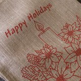 Taupe Christmas Jute Table Runner with Woven Elf Design - 33 x 180cm