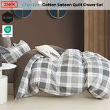 Chester Plaid Cotton Sateen Quilt Cover Set in Teal and Yellow - Queen Size by Ardor