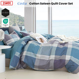 Ardor Costa Check Cotton Sateen Quilt Cover Set in Soft Summer Hues - Queen Size