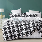 Emerson Geometric Cotton Sateen Quilt Cover Set in Bold Black and Grey - Queen Size by Ardor