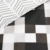 Emerson Geometric Cotton Sateen Quilt Cover Set in Bold Black and Grey - Queen Size by Ardor