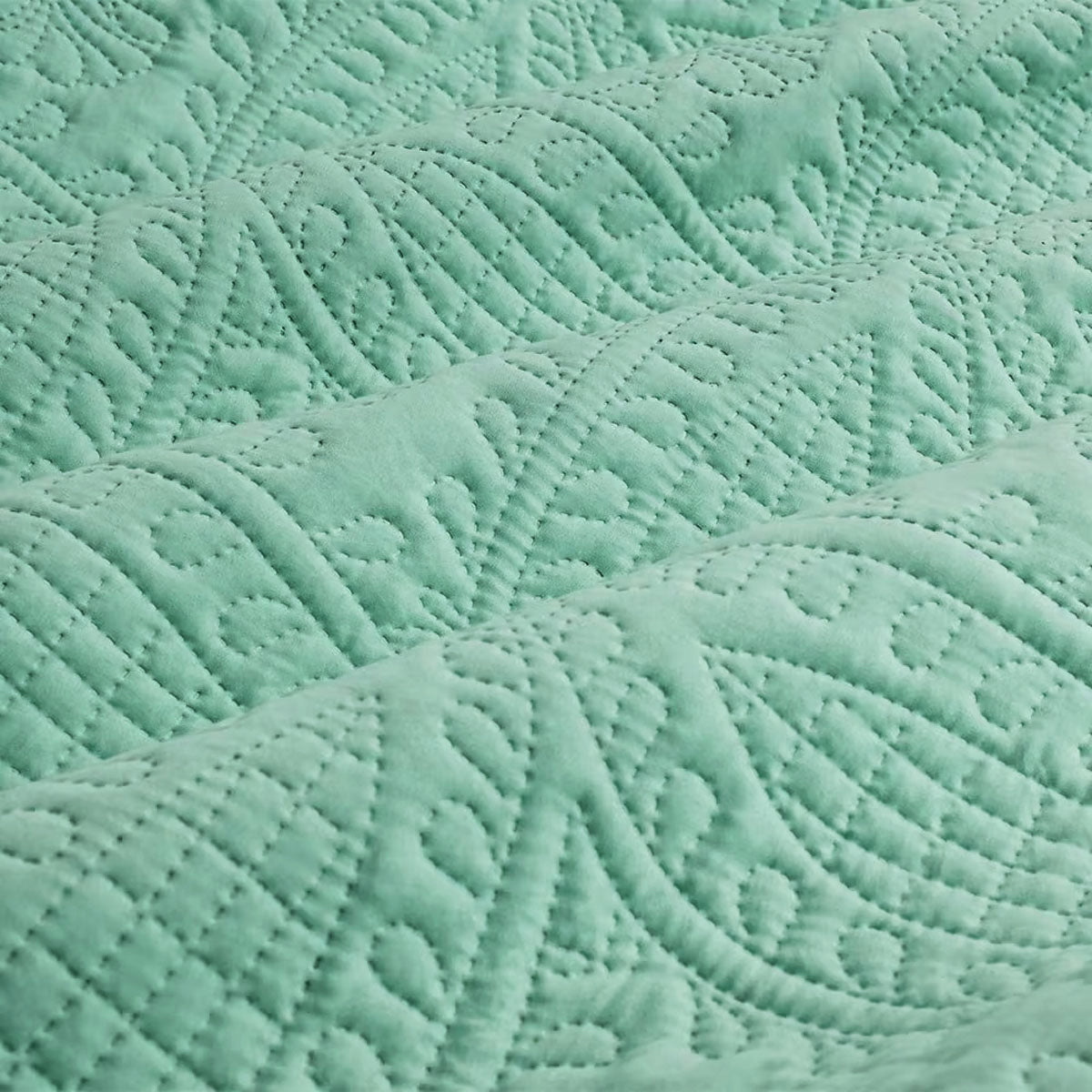 Chateau Aqua Green Embossed Petal Quilt Cover Set for Queen Size