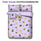 Ramesses Whimsical Purple Avocado Adventure 5-Piece Kids Comforter Set for Queen Size