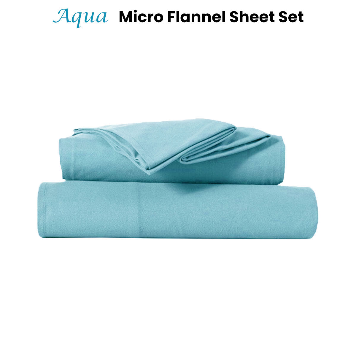 Kingtex Aqua Ultra-Soft Micro Flannel Bedding Sheet Set 40 cm Deep Queen