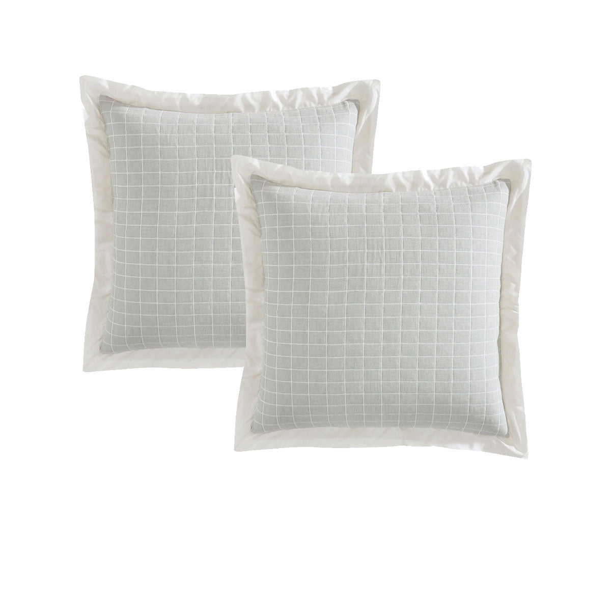 Kingston Moss Jacquard European Pillowcases - 100% Cotton Check Pattern - 65 x 65cm