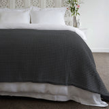 Jenny Mclean Ardent Luxurious Cotton Waffle Blanket in Charcoal for Queen Size